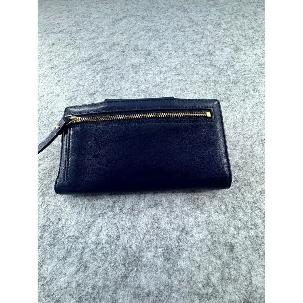 Kate Spade Hampton Road Stacy Wallet Navy Blue Leather Turn Lock Organizer